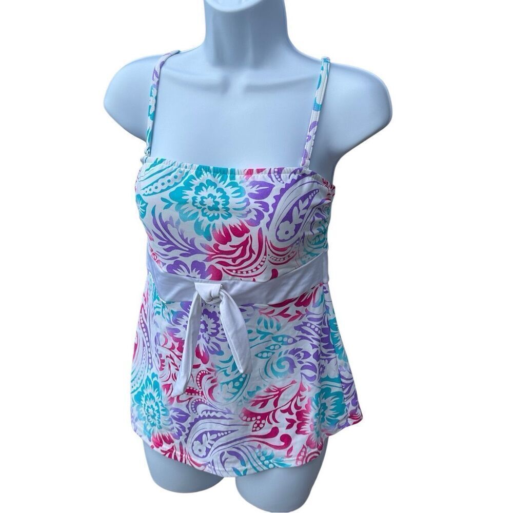 VENUS Multi-Color Paisley Tankini Top - Teal, Purple, Pink